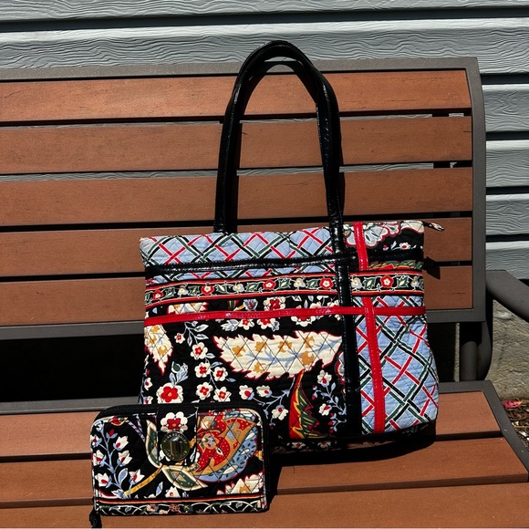 Vera Bradley Handbags - Vera Bradley Versailles Zippered Tote and Turnlock Wallet